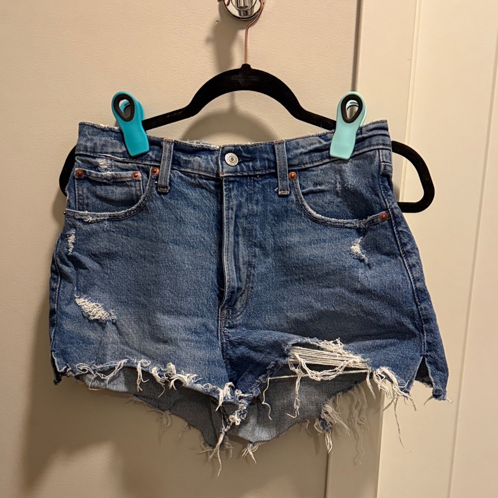 Abercrombie & Fitch Ripped Blue Jean Shorts